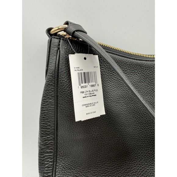 Coach Ellie File Bag Pebbled Leather Crossbody Gold Black C1648 NWT - Picture 6 of 9